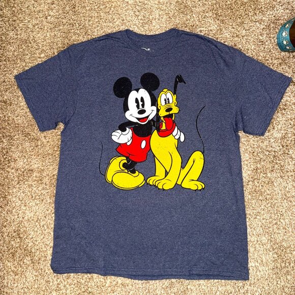 Disney t-shirt: Mickey & Pluto, navy, medium. - Picture 1 of 2